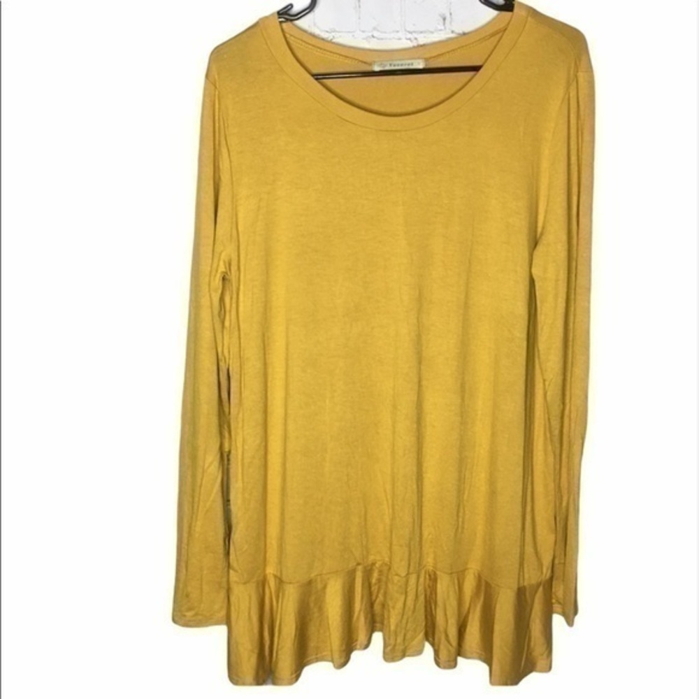 NEW VEVERET yellow long sleeve ruffle tunic top